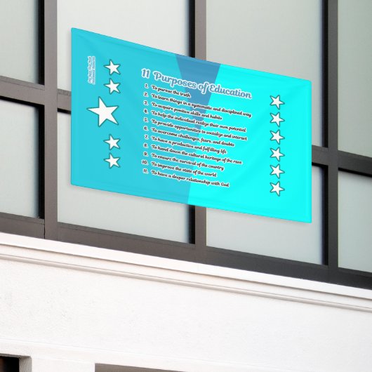 十一教育の目的 横断幕 (ビルの外側)