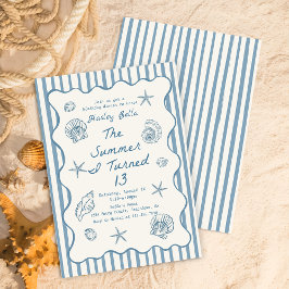 十三の夏の誕生日 Seashells 招待状