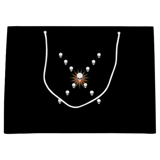 十三スカルエリーオレンジ日が差すことクロス ラージペーパーバッグ (正面)