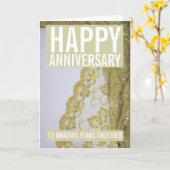 十三回目結婚記念日 レースのグリーティング カード (黄色い花)