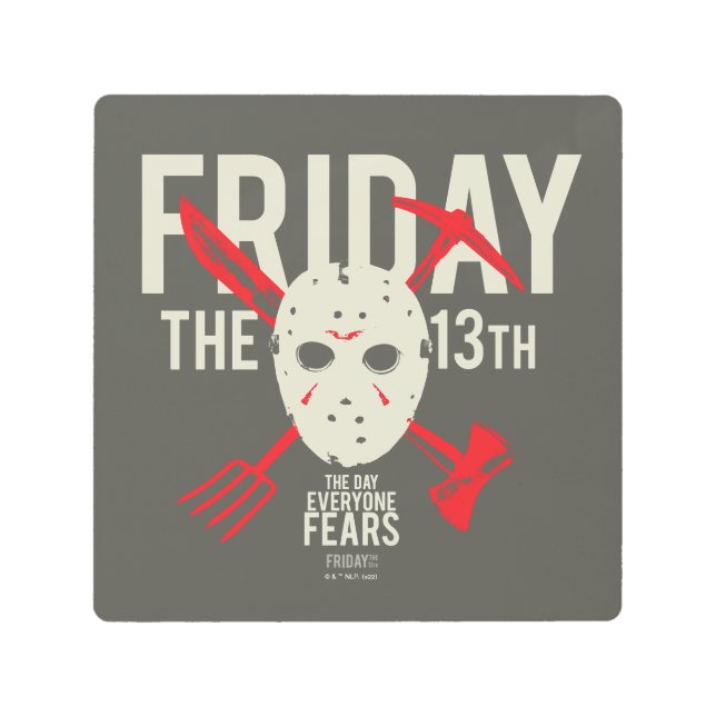 十三日 |クロスホッケーマスク メタルプリント (正面)