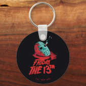 十三日 |ブルーホッケーマスクを貫通するナイフ キーホルダー (正面)