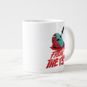 十三日 |ブルーホッケーマスクを貫通するナイフ ジャンボコーヒーマグカップ (正面右)