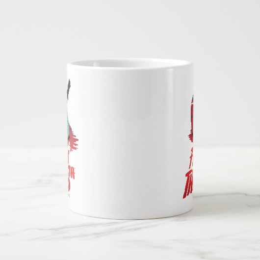 十三日 |ブルーホッケーマスクを貫通するナイフ ジャンボコーヒーマグカップ (正面)