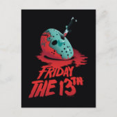 十三日 |ブルーホッケーマスクを貫通するナイフ ポストカード (正面)