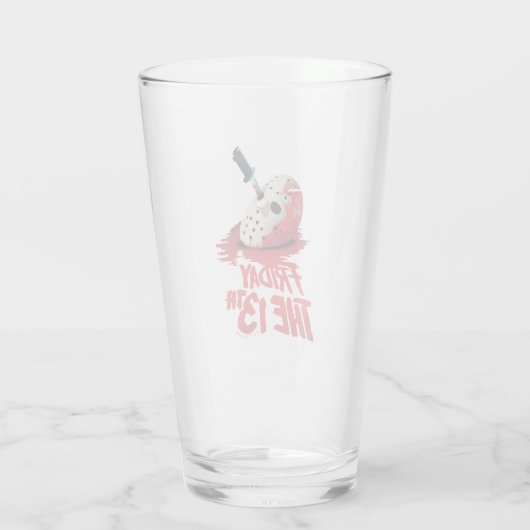 十三日 |ホッケーマスクを貫通するナイフ タンブラーグラス (裏面)