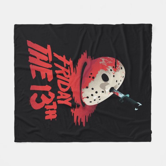 十三日 |ホッケーマスクを貫通するナイフ フリースブランケット (正面(横))