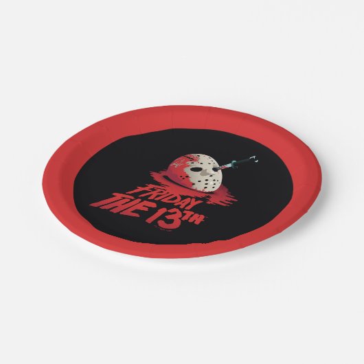 十三日 |ホッケーマスクを貫通するナイフ ペーパープレート (アングル)