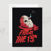 十三日 |ホッケーマスクを貫通するナイフ ポストカード (正面/裏面)