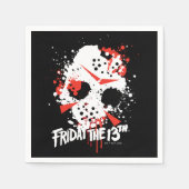 十三日 |絵を描（ばちゃばちゃ）跳ねるホッケーマスク スタンダードカクテルナプキン (正面)