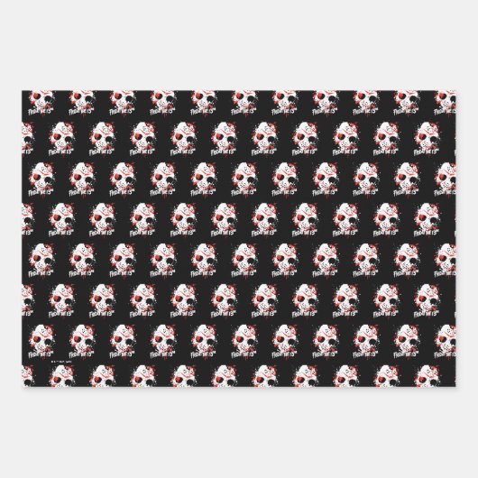 十三日 |絵を描（ばちゃばちゃ）跳ねるホッケーマスク ラッピングペーパーシート (正面2)