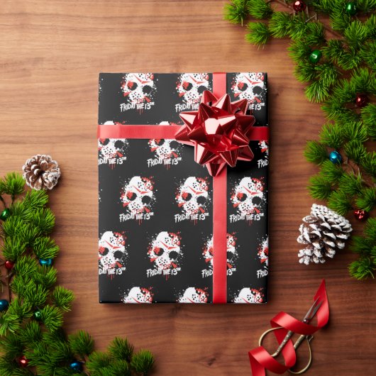 十三日 |絵を描（ばちゃばちゃ）跳ねるホッケーマスク ラッピングペーパー (クリスマスギフト)