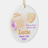 十三10代の若者ラウンド13th誕生日ガール セラミックオーナメント (右)