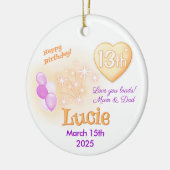 十三10代の若者ラウンド13th誕生日ガール セラミックオーナメント (左)