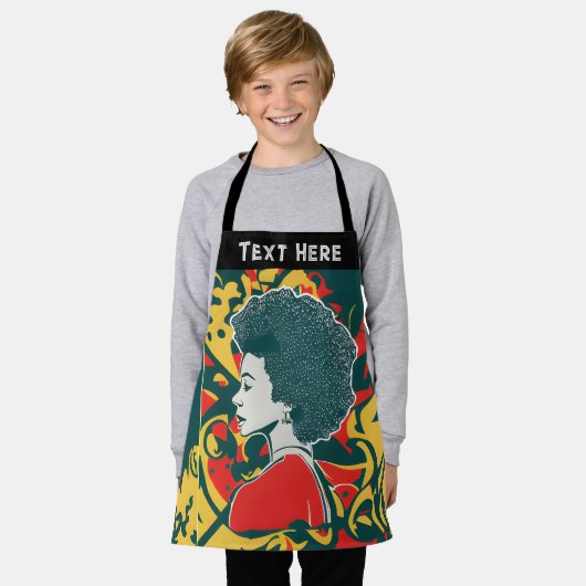 十二世アフロ髪の女性1865解放ポップ・アートの エプロン (着用した状態)