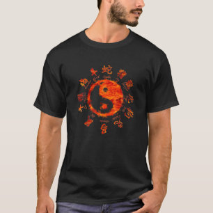 十二中国の支図陰陽記号-太極気 Tシャツ