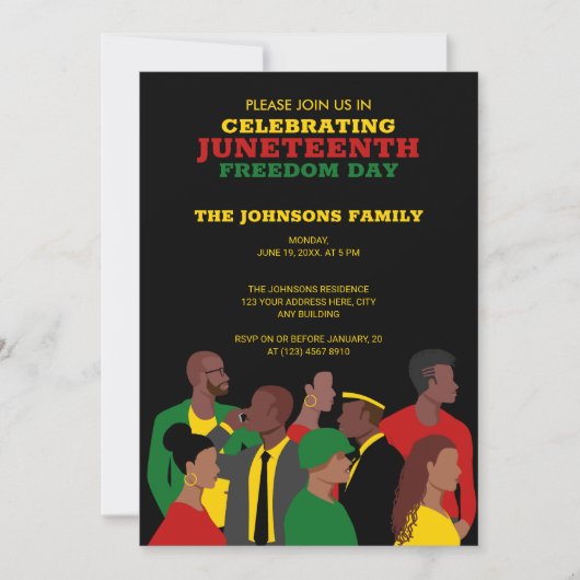十二分 |アフリカ系アメリカ人の自由の日ブラック 招待状 (正面)