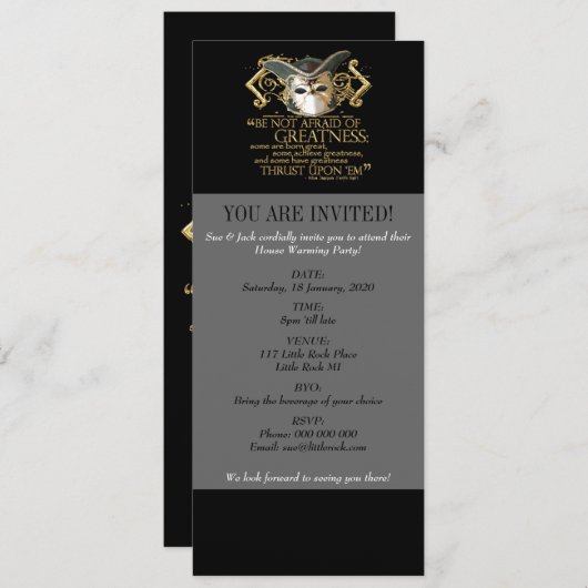 十二夜の引用文(金ゴールド版) 招待状 (正面/裏面)