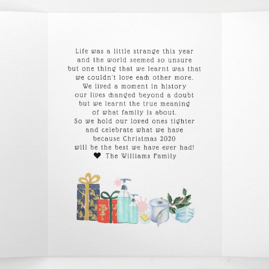 十二日のCovid |写真数々の3つ折り休日 三つ折り招待状 (内部中)