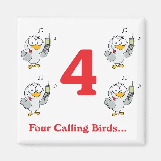十二日四羽の鳥鳴き マグネット (正面)