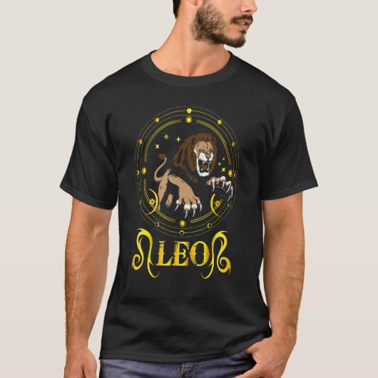 十二星座のシンボル ホロスコープ ライオン しし座 Tシャツ (正面)