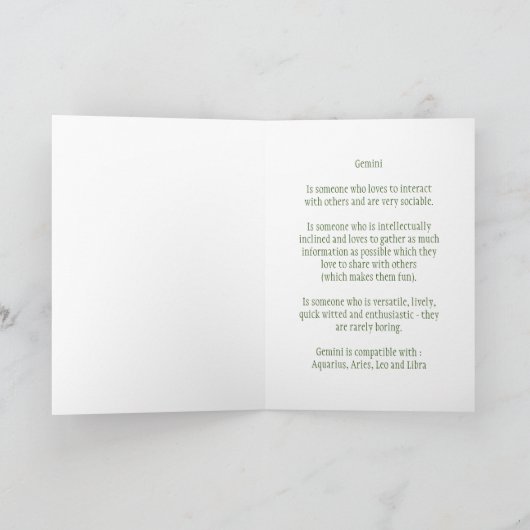 十二星座:双子座 '双子' カード (内部)