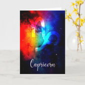十二星座 : 山羊座 宇宙虹彩 カード (黄色い花)
