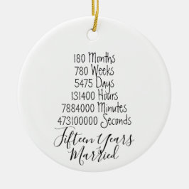 十五周年記念結婚した15結婚年 セラミックオーナメント