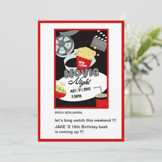 十代のブルービンゲ映画のおもしろい誕生日の夜 招待状 (スタンド正面)