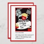 十代のブルービンゲ映画のおもしろい誕生日の夜 招待状 (正面/裏面)