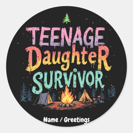 十代の娘の生きおもしろい残り子育て引用文 ラウンドシール (正面)