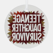 十代の娘を生きおもしろい残った母パパ子育て ガラスオーナメント (裏面)