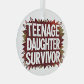 十代の娘を生きおもしろい残った母パパ子育て ガラスオーナメント (正面右)