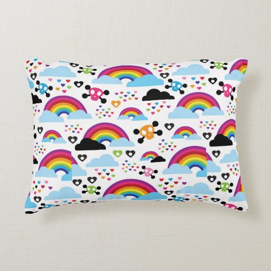 十代のemoの虹のスカルの背景 アクセントクッション (正面)