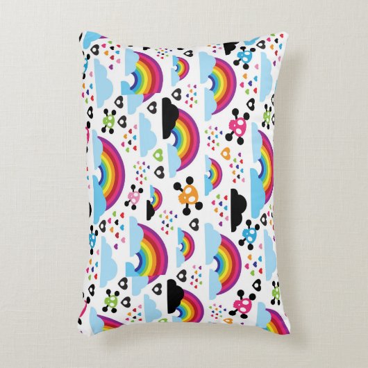 十代のemoの虹のスカルの背景 アクセントクッション (正面(垂直))