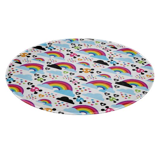 十代のemoの虹のスカルの背景 カッティングボード (角)