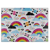 十代のemoの虹のスカルの背景 カッティングボード (正面)