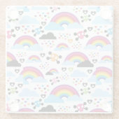 十代のemoの虹のスカルの背景 ガラスコースター (裏面)