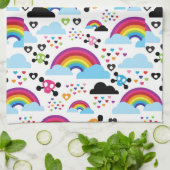 十代のemoの虹のスカルの背景 キッチンタオル (折り畳み)