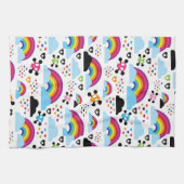 十代のemoの虹のスカルの背景 キッチンタオル (横)