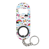 十代のemoの虹のスカルの背景 キーホルダー栓抜き (裏面)