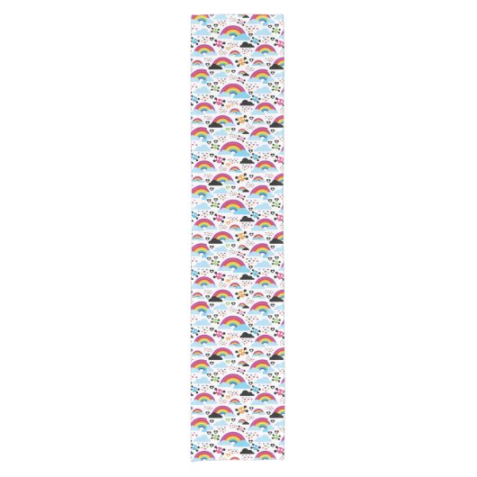 十代のemoの虹のスカルの背景 ショートテーブルランナー (正面)