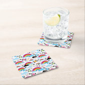 十代のemoの虹のスカルの背景 スクエアペーパーコースター (インサイチュ)