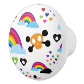 十代のemoの虹のスカルの背景 セラミックノブ (右)