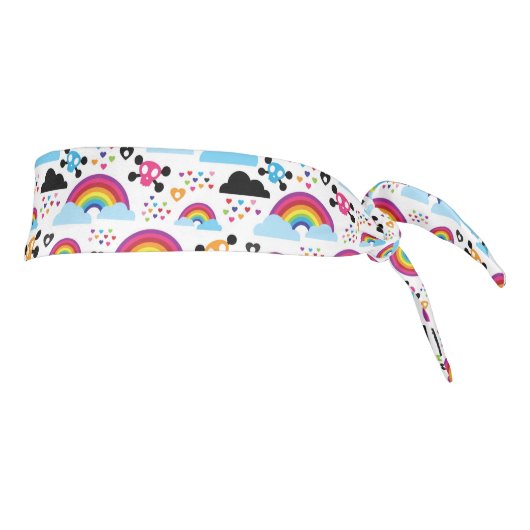 十代のemoの虹のスカルの背景 タイヘッドバンド (回転90)