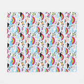 十代のemoの虹のスカルの背景 フリースブランケット (正面(横))