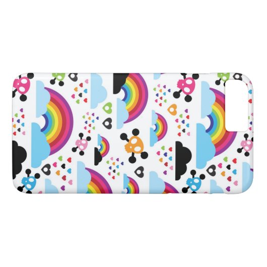 十代のemoの虹のスカルの背景 Case-Mate iPhoneケース (裏面(横))