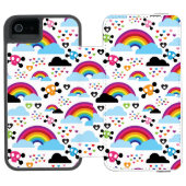 十代のemoの虹のスカルの背景 incipio iPhoneウォレットケース (フォリオ Open)