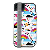 十代のemoの虹のスカルの背景 incipio iPhoneウォレットケース (フォリオ裏面)