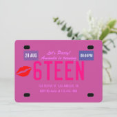 十六バースデーパーティーライセンスプレート招待状 招待状 (スタンド正面)